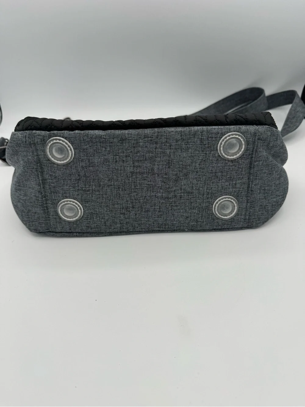 lug Slider Heather Gray/Black Chevron Quilted Panel Crossbody Bag- Multi Pocket